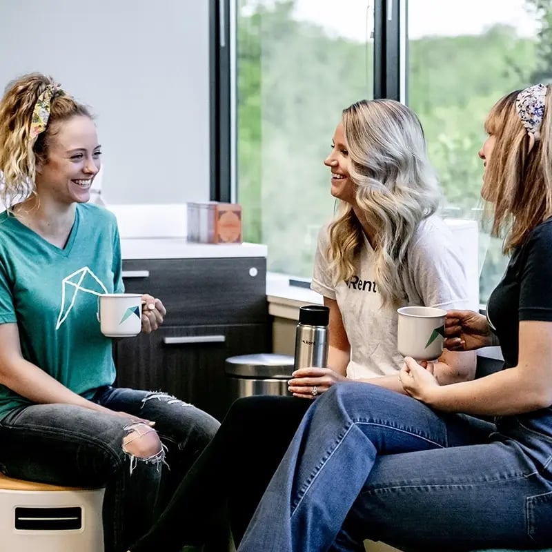 RentVision employees drinking coffee