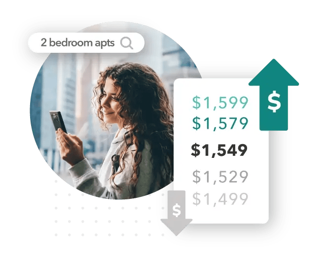 Woman searching for 2 bedroom apartments, prices adjust based on prospect behavior