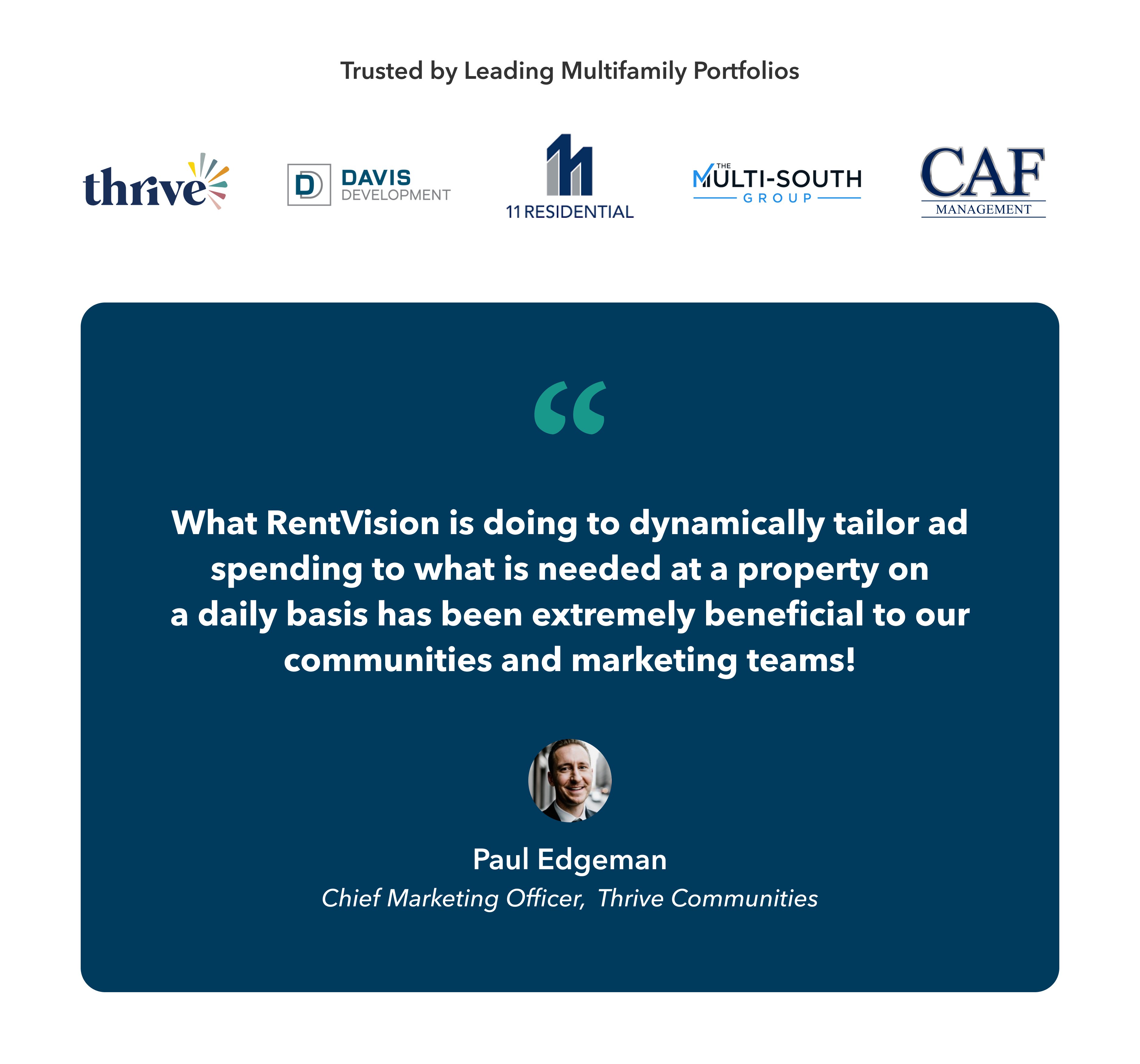 Testimonial about RentVision from Paul Edgeman, Chief Marketing Officer for Thrive Communities