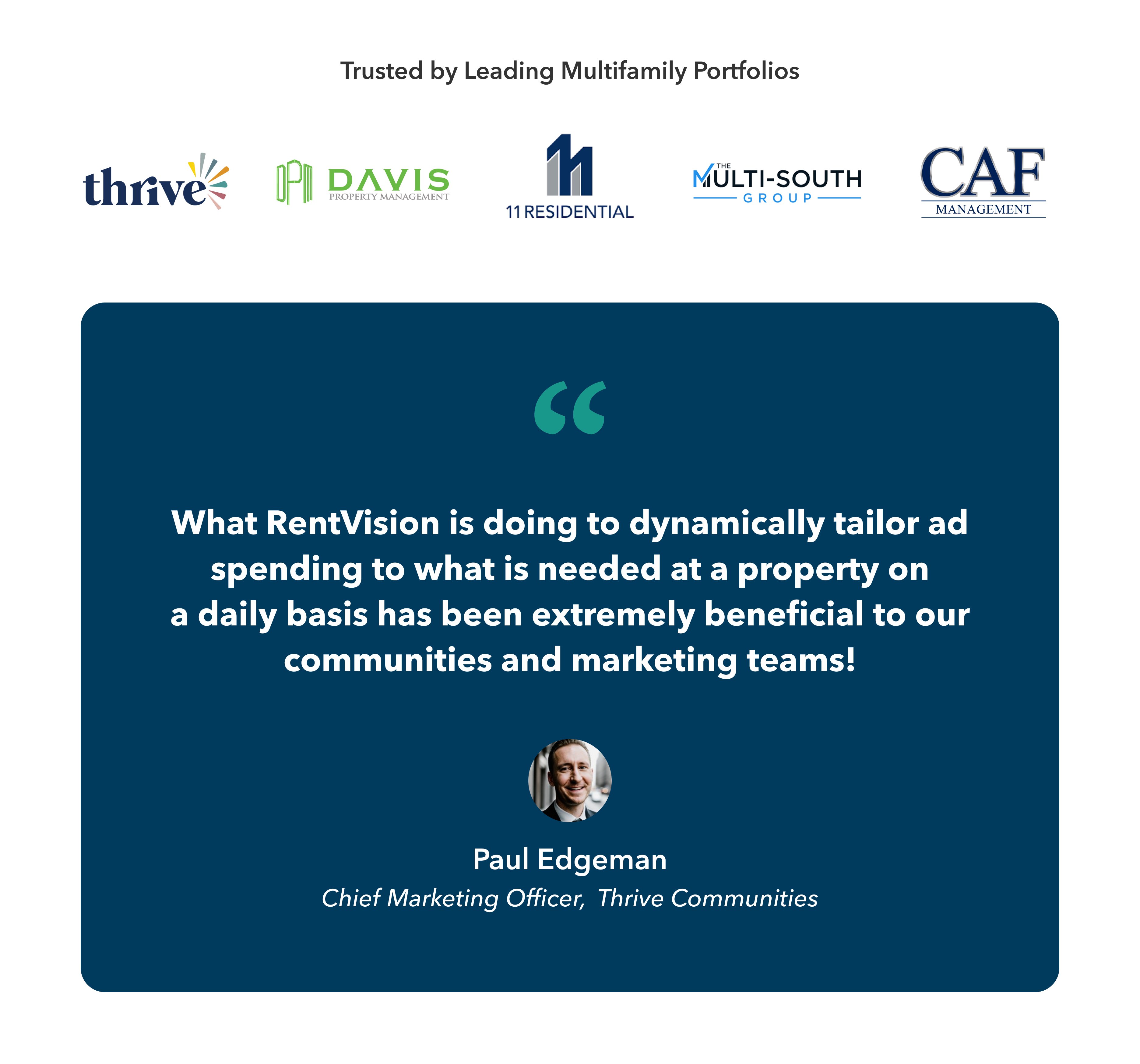 Testimonial about RentVision from Paul Edgeman, Chief Marketing Officer for Thrive Communities