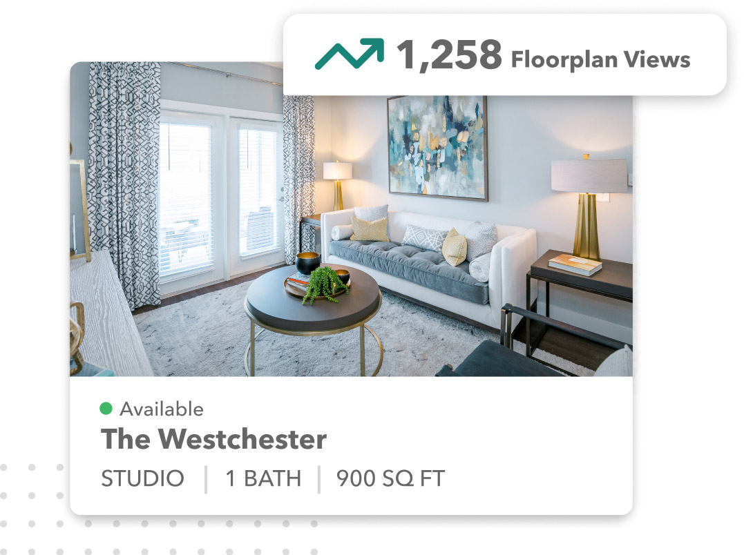 Example of a floorplan photo with floorplan details and a metric of floorplan views.
