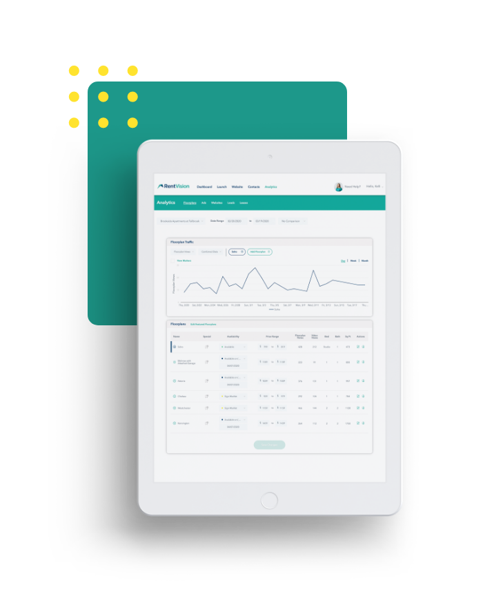 Analytics in the RentVision Platform displayed on an iPad