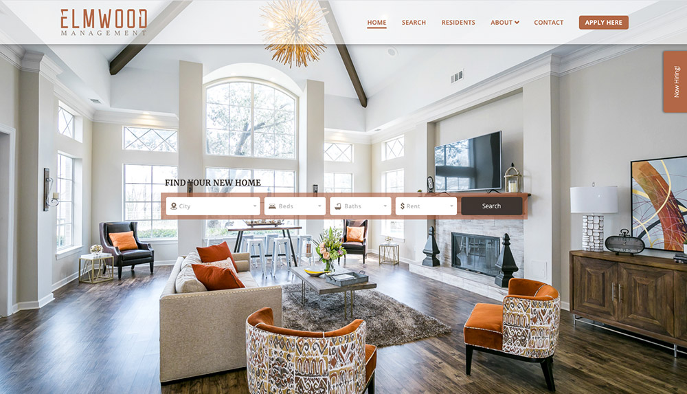 Homepage of Elmwood Management’s website