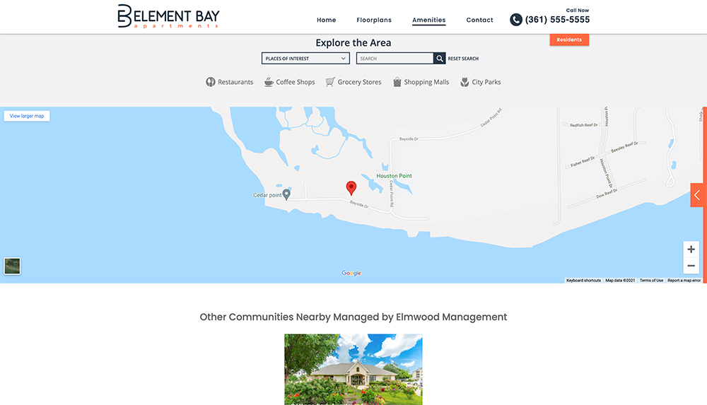 Explore the area page on apartment community website