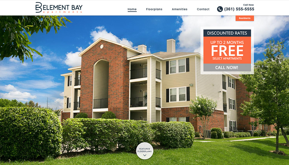 Homepage of Belement Bay Apartments' website