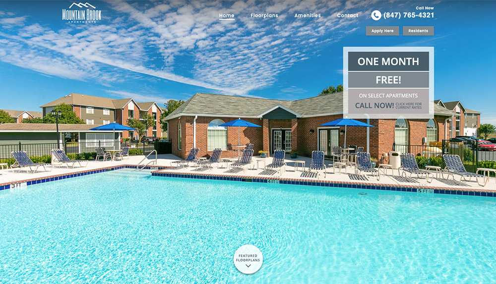 Homepage of Mountain Brook Apartments' website