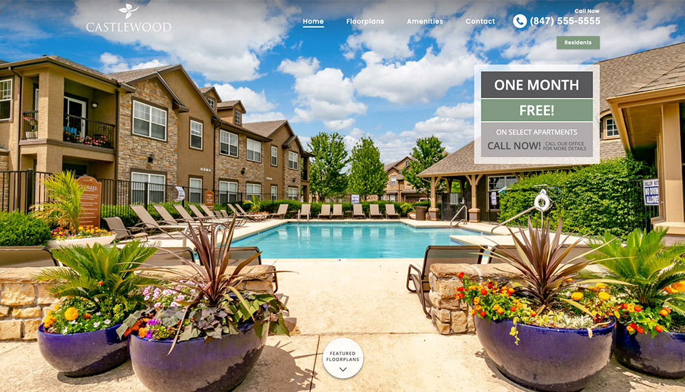 Homepage of Castlewood Apartments' website