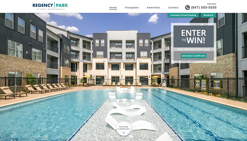 Homepage of Regency Park Luxury Apartments' website