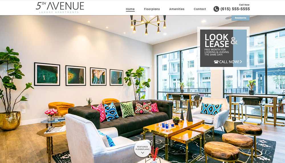 Homepage of 5th Avenue Luxury Apartments' website